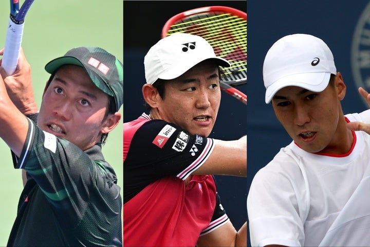 全米OP本戦に５名の日本人選手が出場する予定だ。写真は左から錦織、西岡、綿貫。（C）Getty Images