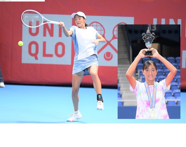 偉大な先輩たちのサポートを受けながら成長し、今夏開催の「ユニクロ全日本ジュニアテニス選手権2023」の18歳以下で優勝した小山ほのり。写真：鈴木颯太朗