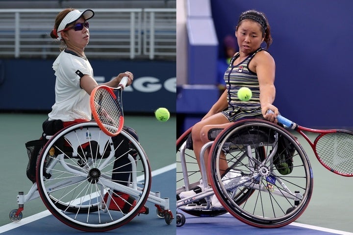 決勝を戦った田中（左）と上地（右）。家族や友人たち、多くのテニスファンが靭テニスセンターへ足を運んだ。（C）Getty Images