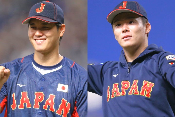 日本代表としてWBCを戦った大谷（左）と山本（右）の去就が、大きな注目を集めている。写真：THE DIGEST写真部