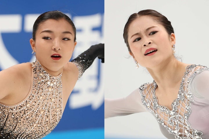 世界女王の坂本（左）と競技復帰した宮原（右）。日本はトップに立っている。写真：滝川敏之