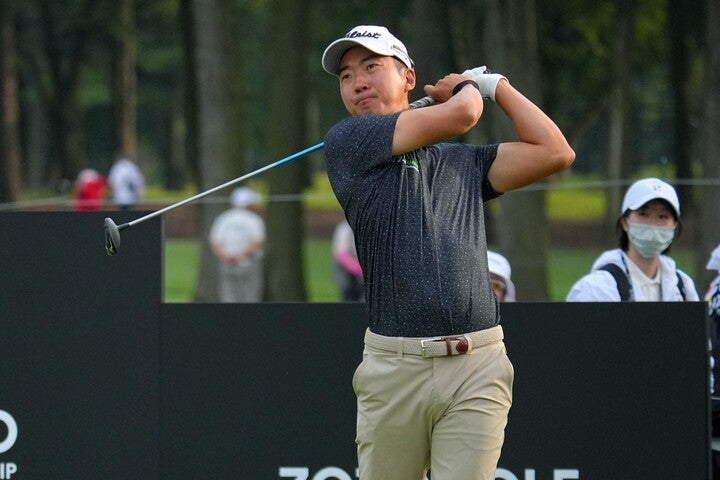 ZOZOチャンピオンシップで振る舞われた日本食を堪能したマイケル・キム。(C)Getty Images