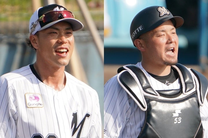 現役引退を発表した三木（左）と江村（右）。どんな時も支えてくれたファンに感謝の気持ちを伝えた。写真：THE DIGEST写真部