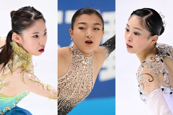 北京で開催されるGPファイナル進出が決まった日本女子。左から住吉、坂本、吉田。(C)THE DIGEST、Getty Images