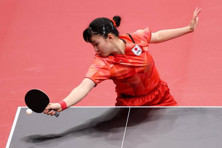 ついに女王の早田を打ち破った張本。(C)Getty Images