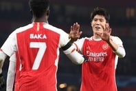 前半のみの出場ながら、マルチネッリとウーデゴーのゴールをアシストしたアーセナルの冨安。(C)Getty Images