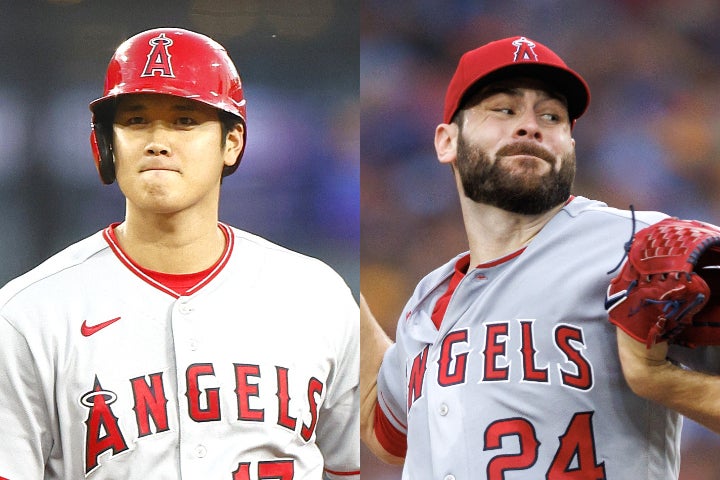 エンジェルス時代には大谷とともにプレーしたジオリト（右）。(C)Getty Images