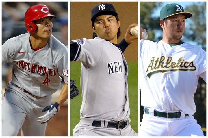 左から秋山、井川、中島。日本球界で輝かしい実績を残した３人だが、メジャーでは実力を発揮できなかった。(C)Getty Images