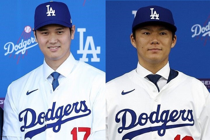 今季チームメイトとなる大谷と山本。(C) Getty Images