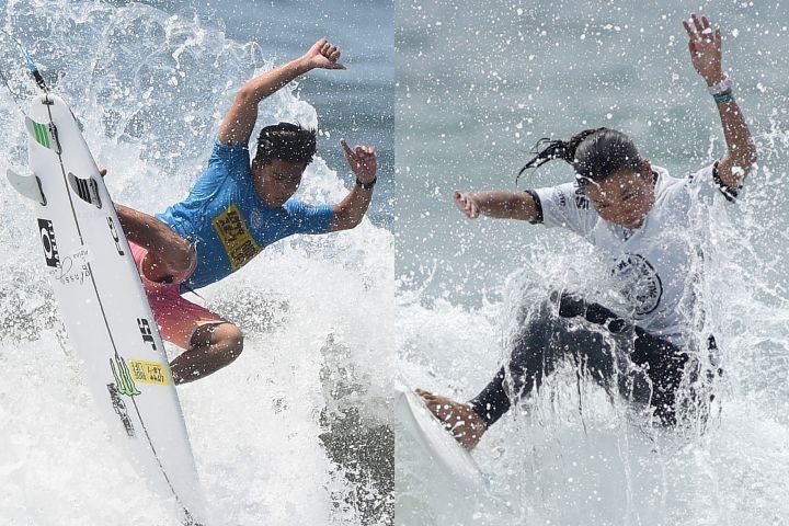 女子ショートで初優勝を勝ち取った野中美波（右）と男子ショートで優勝した大原洋人（左）(C) Getty Images