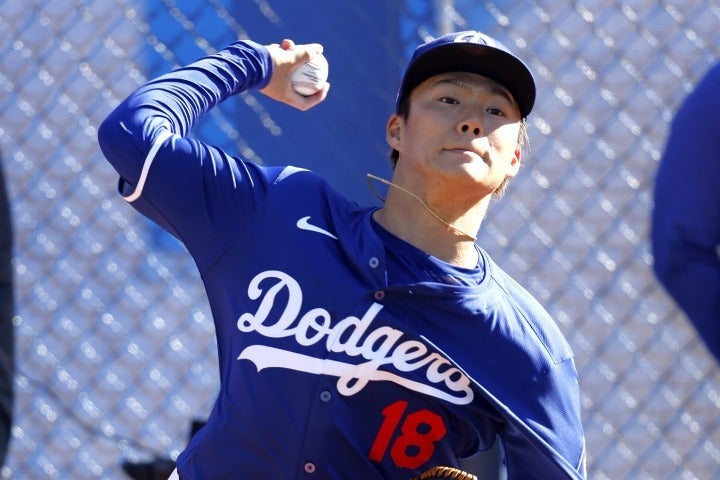 ３月20日に韓国で行なわれるMLB開幕戦で先発する可能性がある山本。(C)Getty Images