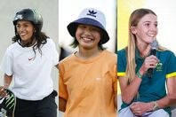 女子ストリート世界ランク２位のライッサ・レアウ（右/ブラジル）、同ランク１位の西矢椛（中央/日本）、同ランク４位の クロエ・コベル（左/オーストラリア）(C)Getty Images