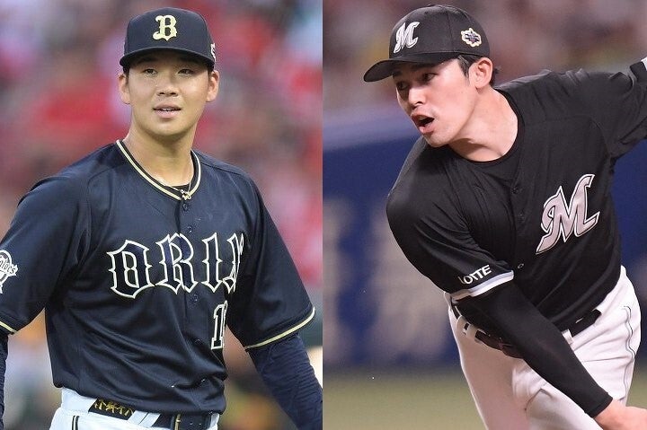 MLB公式サイトも注目する山下（左）と佐々木（右）。写真：鈴木颯太朗