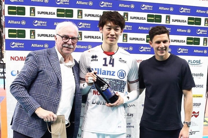 チーム最多20得点を挙げ、試合後にMVPに選ばれた石川。(C) Lega Pallavolo Serie A