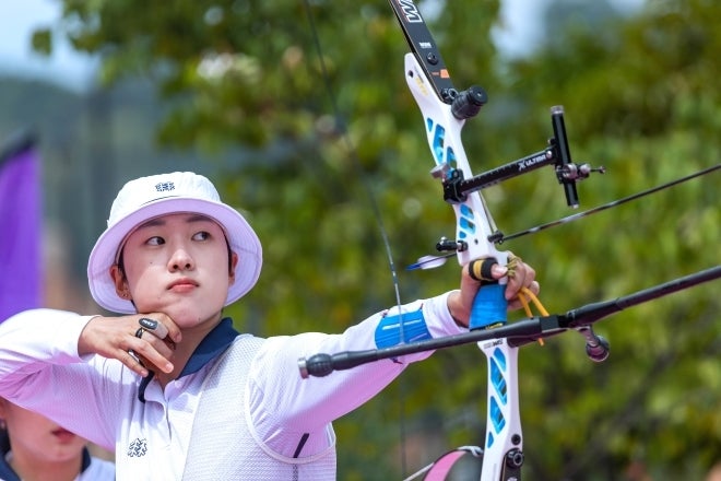 東京五輪で３冠に輝いたアン・サンだが、韓国の代表選考会で上位に入れず、パリ五輪行きを逃がした。怖ろしい選手層だ。(C)Getty Images