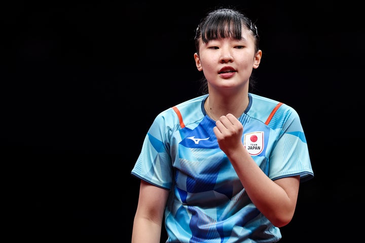 中学卒業をSNSで報告した張本。貴重な制服姿も披露した。(C)Getty Images