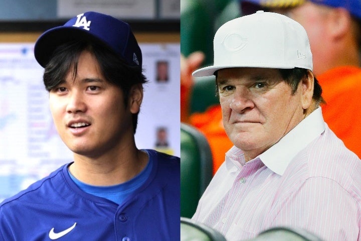 大谷（左）が発表した声明に対し、MLBレジェンドのローズ（右）氏の発言が波紋を呼んでいる。(C)Getty Images