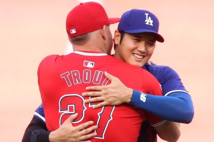 エンジェルス時代の盟友、大谷とトラウトが現地４月23日に、いずれも本塁打をマークした。(C)Getty Images