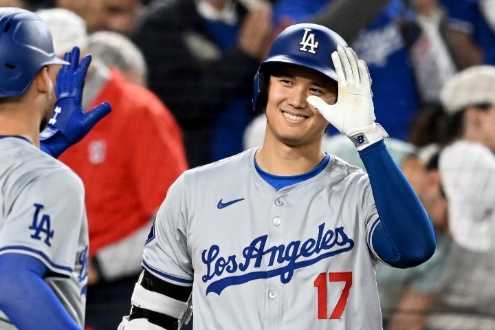 大谷は１試合３本の二塁打をマーク。安打、打率、出塁率など複数部門でMLBトップを快走している。(C)Getty Images