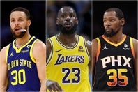 カリー、レブロン、デュラント(左から)が揃って姿を消した今プレーオフ。NBAの世代交代を象徴するシーズンとなっている。(C)Getty Images
