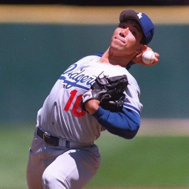 29年前のジャイアンツ戦でMLBデビューを飾った野茂氏。(C)Getty Images