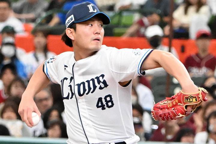 今季好調をキープする今井。防御率１点台と抜群の安定感を誇る。写真：産経新聞社