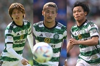 スコティッシュカップ決勝に（左から）古橋、前田、旗手が揃ってスタメン出場。(C)Getty Images