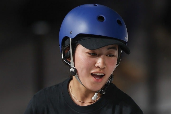 スケートボード女子パークで２大会連続の五輪出場を決めた中山。(C)Getty Images