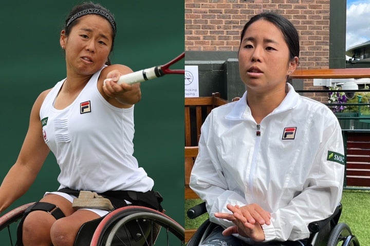 前哨戦のローハンプトン大会では３年ぶりに世界女王デフロートから金星を挙げた上地。「集中した状態を続けれた」ことが勝利につながったという。写真：Getty Images（プレー）、WOWOW（インタビュー）