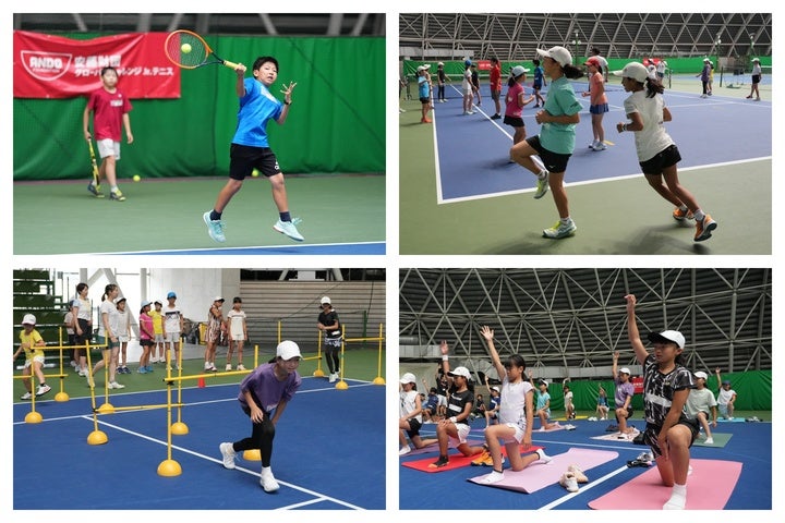 11歳の選手を全国から集めて実施された今回の「安藤財団グローバルチャレンジJr.テニス」では様々なカリキュラムが用意された。写真提供：日本テニス協会