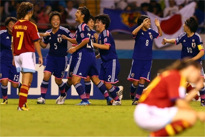 写真は2014年U-17女子ワールドカップ決勝。日本が長谷川（背番号８）らの活躍でスペインを２－０で下し、優勝した。(C)Getty Images