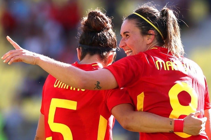 74分に逆転ゴールを決めたスペインのマリオナ・カルデンテイ（右）。(C)Getty Images