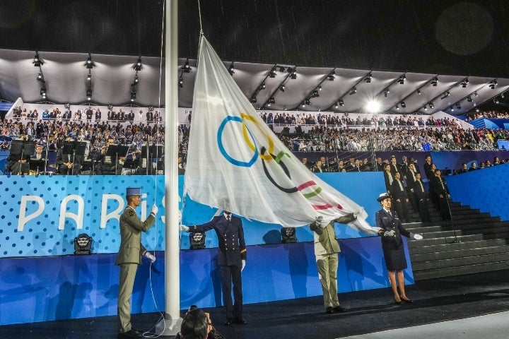 開会式で五輪旗が上下逆に掲げられた。(C)Getty Images