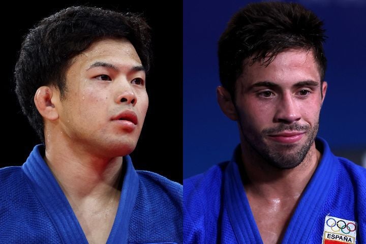 準々決勝で一本負けを喫した日本の永山（左）とスペインのガルリゴス（右）。(C)Getty Images
