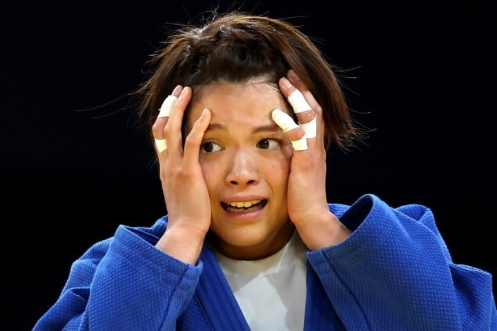 柔道52キロ級に出場した阿部詩は、連覇を狙ったパリ大会でまさかの２回戦敗退を喫した。(C)Getty Images