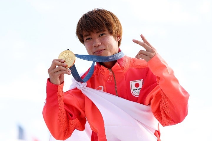 スケートボード男子ストリートで２大会連続の金メダルを獲得した堀米。(C) Getty Images
