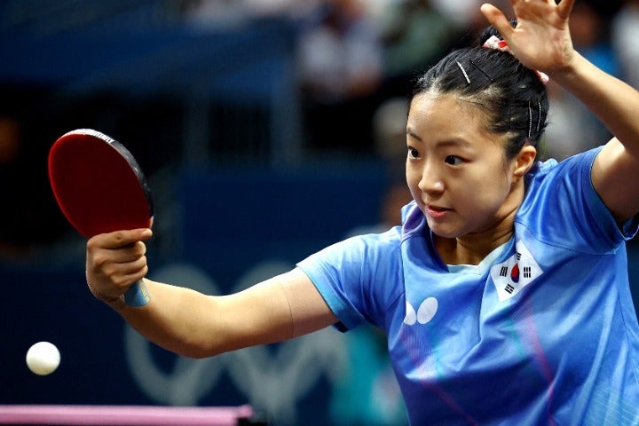 フルゲームの末に平野美宇を下し、準決勝に進んだシン・ユビン。(C)REUTERS／AFLO