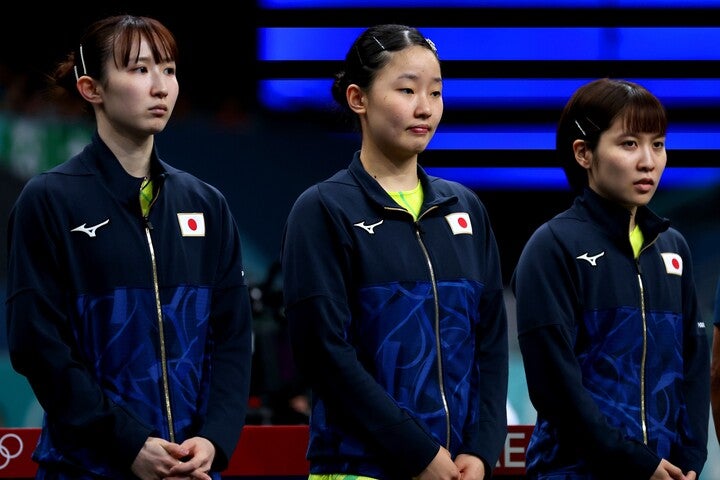 左から早田、張本、平野。(C) Getty Images