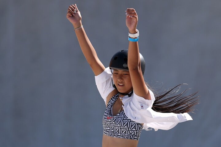 スケートボード女子パークで２大会連続のメダル獲得を果たした開。(C) Getty Images