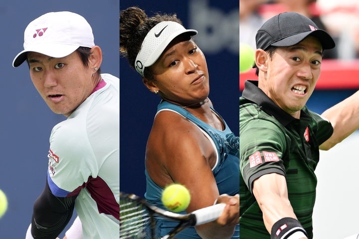 西岡（左）、大坂（中）らは全米オープン、錦織（右）はチャレンジャー大会に出場する。（C）Getty Images