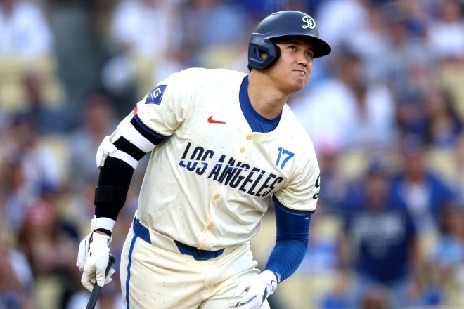 韓国メディアが“記録の男”と称する大谷。MLBにおけるアジア最多本塁打記録の更新まであと３本だ。(C)Getty Images