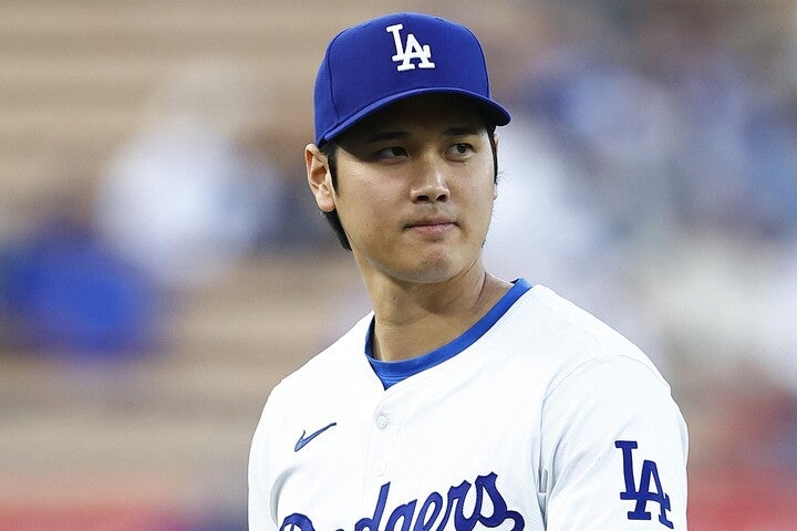 MLB史上初の“46-47”に到達した、ロサンゼルス・ドジャースの大谷翔平。(C)Getty Images