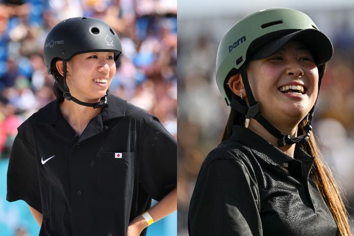 表彰台入りした２位の伊藤（右）とパリ五輪で銀メダルの赤間（左）は３位入賞を果たした。(C)Getty Images