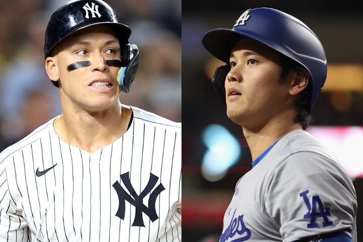 ドジャースの大谷（右）とヤンキースのジャッジ（左）。 (C)Getty Images