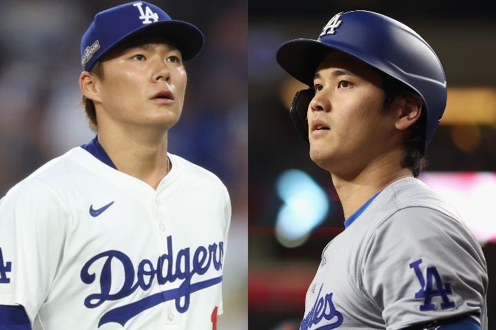 ドジャースの大谷翔平（右）と山本由伸（左）。(C) Getty Images