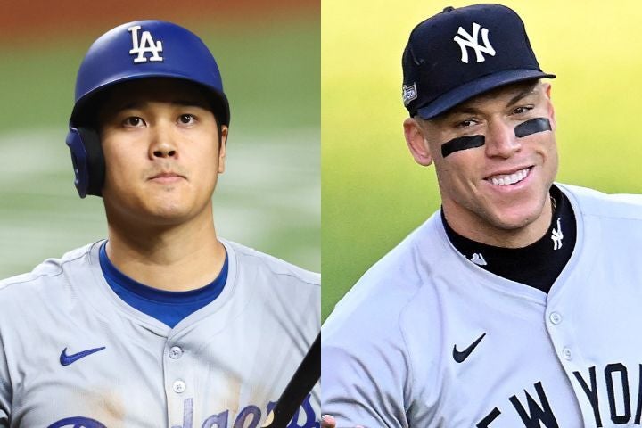 ドジャースの大谷翔平（右）とヤンキースのジャッジ（左）。(C)Getty Images