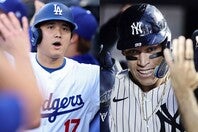 大谷（左）とジャッジ（右）の両リーグの本塁打王による対戦も注目だ。(C)Getty Images