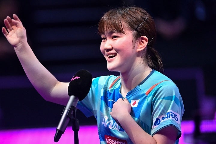 張本を破った大藤がWTTシリーズで初出場初優勝の快挙を成し遂げた。(C)Getty Images