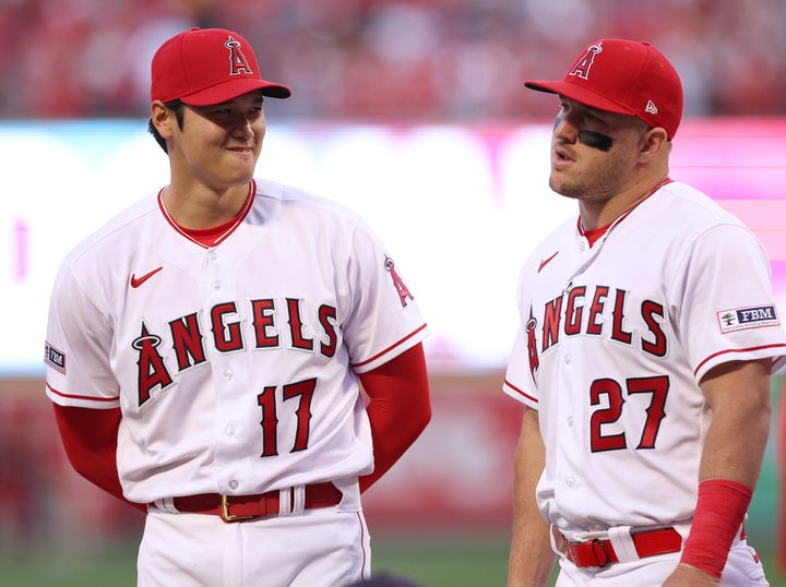 昨季まで大谷（左）とともにプレーしたトラウト（右）。(C)Getty Images