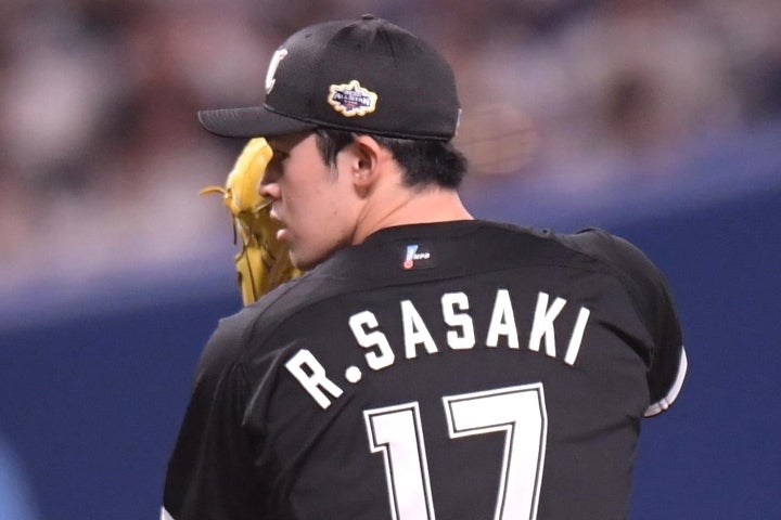 今オフ、ポスティングシステムでMLBに挑戦する佐々木。写真：鈴木颯太朗